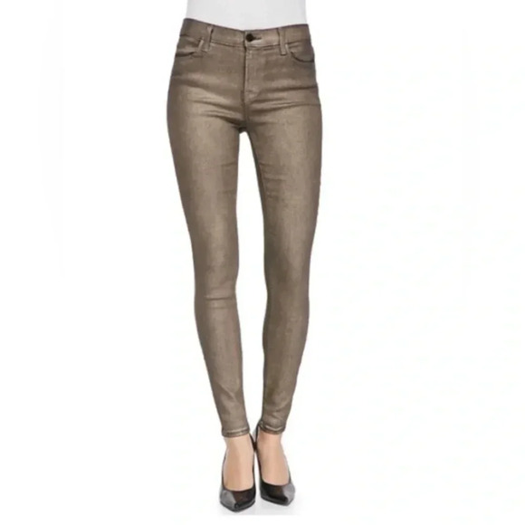 7 for all Mankind Ankle Skinny jeans with light metallic bronze size 32 NWT - Picture 1 of 7